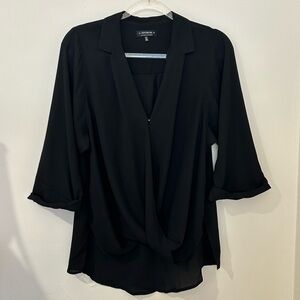 Cotton On black draped v neck blouse Size XS